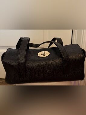 Vintage Kate Spade Black Pebbled Leather Shoulder Bag with Gold Turn-Lock